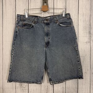 VTG Levi's 550 Men's W40 Blue Relaxed Fit White Tab Denim Shorts Y2K USA RETRO
